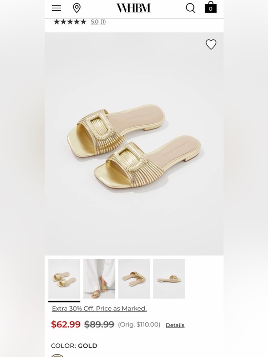 White House Black Market Shoes - White House Black Market Gold Metallic Slide Sandals